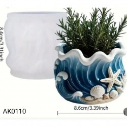 AK0110 Deniz Kabuğu Dalga Tasarımlı Saksı Silikon Kalıbı