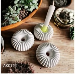 AK0145 Çizgili Donut Mumluk Silikon Kalıbı