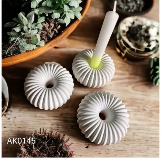 AK0145 Çizgili Donut Mumluk Silikon Kalıbı