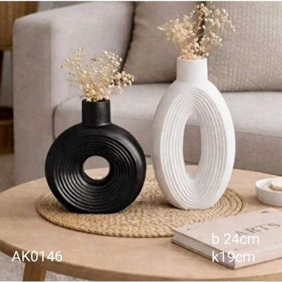 AK0146 Çizgili 2Li Yuvarlak Ve Elips Vazo Silikon Kalıbı