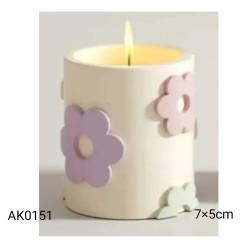 AK0151 Çiçekli Mumluk Silikon Kalıbı