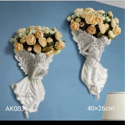 AK0036 Melek Vazo Duvar Süsü 2'li Set Silikon Kalıp