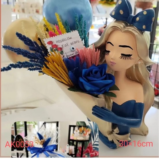 AK0053 Buketli Kız Uzun Saçlı Silikon Kalıp