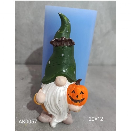 AK0057 Hollowen Elinde Bal Kabağı Tutan Cüce Gnome Silikon Kalıp