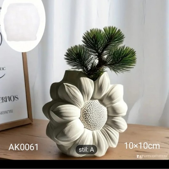 AK0061 Ayçiçeği Vazo Silikon Kalıp