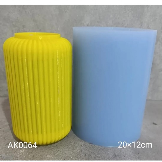 AK0064 Çizgili Vazo Silikon Kalıp