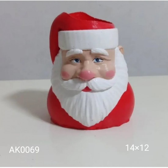 AK0069 Noel Baba Saksı Kırmızı Burunlu Silikon Kalıp