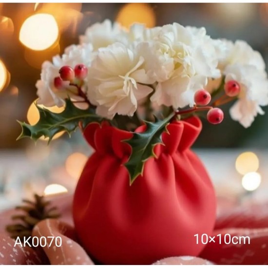 AK0070 Yılbaşı Büzgülü Torba Saksı Silikon Kalıp