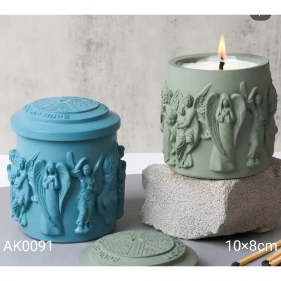 AK0091 Melek Figürlü Kapaklı Mumluk Silikon Kalıp